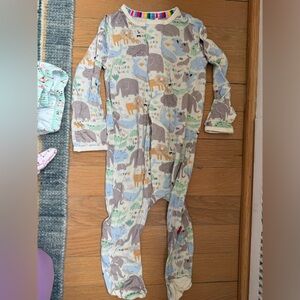Magnificent Baby Cream Footed Pajamas with Pastel Animal Print